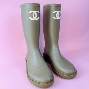Chanel Rain Boots in Dark Beige
